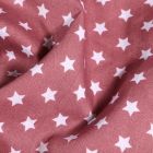 Tissu Coton imprimé Etoiles blanches sur fond Rose - Par 10 cm