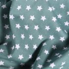 Tissu Coton imprimé Etoiles blanches sur fond Bleu gris - Par 10 cm
