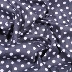 Tissu Coton imprimé Petits pois blancs 7 mm sur fond Bleu indigo - Par 10 cm