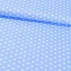 Tissu Coton Imprimé Etoiles 9 mm Blanches sur fond Bleu Ciel - Par 10 cm