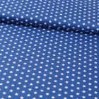 Tissu Coton Imprimé Etoiles 9 mm Blanches sur fond Bleu Roi - Par 10 cm