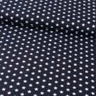 Tissu Coton Imprimé Etoiles 9 mm Blanches sur fond Bleu Marine  - Par 10 cm