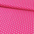 Tissu Coton Imprimé Etoiles 9 mm Blanches sur fond Fushia - Par 10 cm