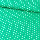 Tissu Coton Imprimé Etoiles 9 mm Blanches sur fond Vert - Par 10 cm