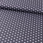 Tissu Coton Imprimé Etoiles 9 mm Blanches sur fond Grios Anthracite - Par 10 cm
