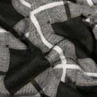 Tissu Maille Jersey  Carreaux et carré sur fond Gris - Par 10 cm