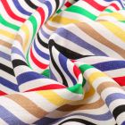 Tissu Lin Viscose Rayures multicolores sur fond Blanc