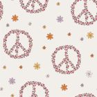 Tissu Jersey Coton Peace fleuris sur fond Ecru