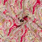 Tissu Polyester Paisley sur fond Rose fuchsia