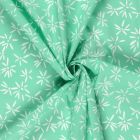 Tissu Coton extensible Pissenlit mode sur fond Vert menthe