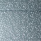 Tissu Popeline de Coton  feuilles Alexia sur fond Bleu acier