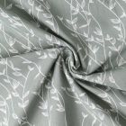 Tissu Popeline de Coton  feuilles Alexia sur fond Vert kaki clair