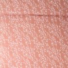 Tissu Popeline de Coton  feuilles Alexia sur fond Terracotta