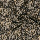 Tissu Satin Velvet Kaïra camouflage artistique Noir sur fond Beige sable