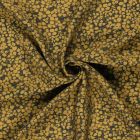 Tissu Crêpe de Viscose Ambrine fleurs Moutarde dorée sur fond Noir