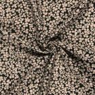 Tissu Crêpe de Viscose Ambrine fleurs Beige sur fond Noir