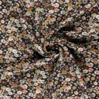 Tissu Crêpe de Viscose Bérengère fleurs Blanches sur fond Noir