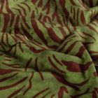 Tissu Sweat léger French Terry Léon extensible zébré Brun sur fond Vert kaki