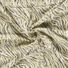 Tissu Viscose satiné Hermine zébré Kaki et Taupe sur fond Ecru