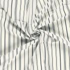 Tissu Lin Viscose Louis fines rayures Noir sur fond Ecru