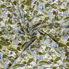 Tissu Viscose imprimé digital Eulalie jardin Olive sur fond Ecru