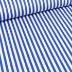 Tissu Coton imprimé Rayures 5 mm bleu roi sur fond Blanc