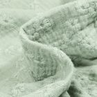 Tissu Double gaze Brodée Esmée sur fond Vert d'eau