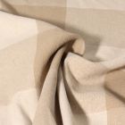 Toile de Coton  Big Celestin vichy Beige sur fond Blanc cassé