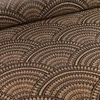 Tissu Jacquard Eventails dorés sur fond Noir