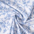 Tissu Coton imprimé Arty Floral Bleu Elisa sur fond Blanc