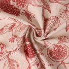 Tissu Toile Canvas Grana vintage Rouge sur fond Beige