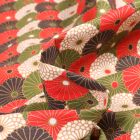 Tissu Coton imprimé Arty Hiro sur fond Rouge