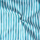 Tissu toile extérieure déperlant Ithaque rayures aqua Bleu turquoise sur fond Blanc