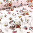 Tissu Toile jacquard Frida Khalo sur fond Blanc - Par 10 cm