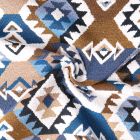 Tissu Jacquard Kilim motif géométrique sur fond Bleu