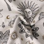 Tissu Jacquard Pygmalion motif mystique Noir sur fond Ecru