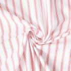 Tissu Coton imprimé Arty rayures Rouge sur fond Blanc