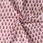 Tissu Voile de Coton Taj Mahal fleurs Terracota sur fond Rose blush