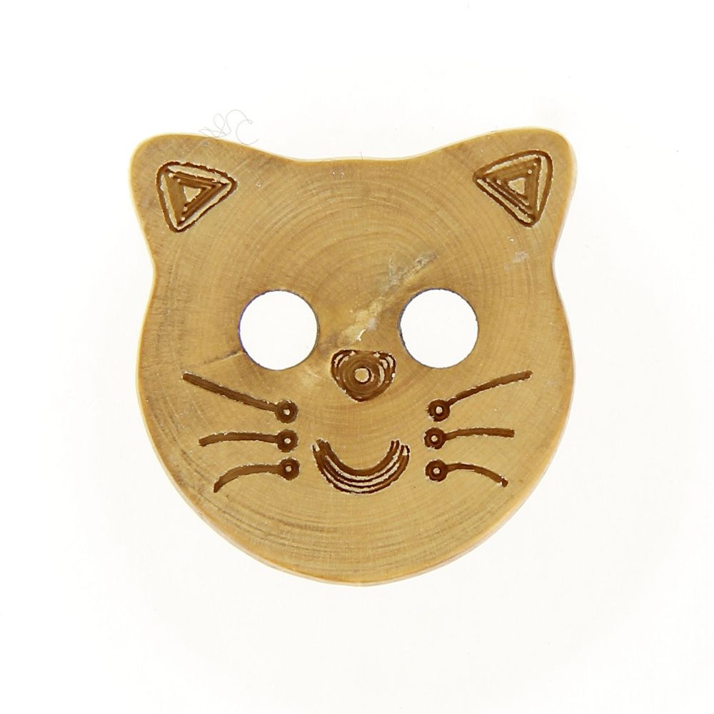 Lot De 20 Boutons En Bois Motif Chat Avec 2 Trous - Assortiment De Couleurs