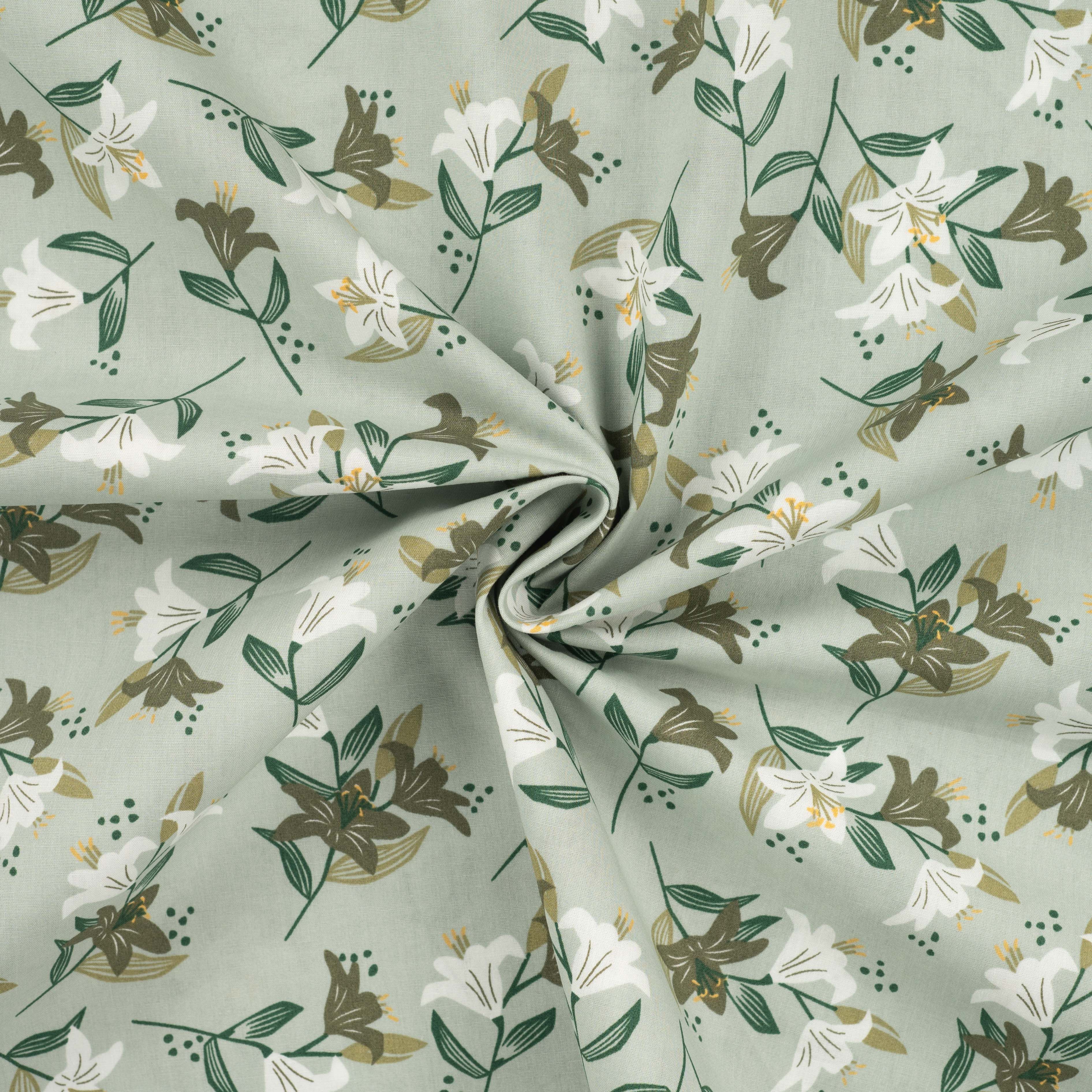 Coupon De Tissu Popeline De Coton Fleuri - Tons Écru, Rose, Vert - 50x140 Cm - Lot De 6 - Neuf - France