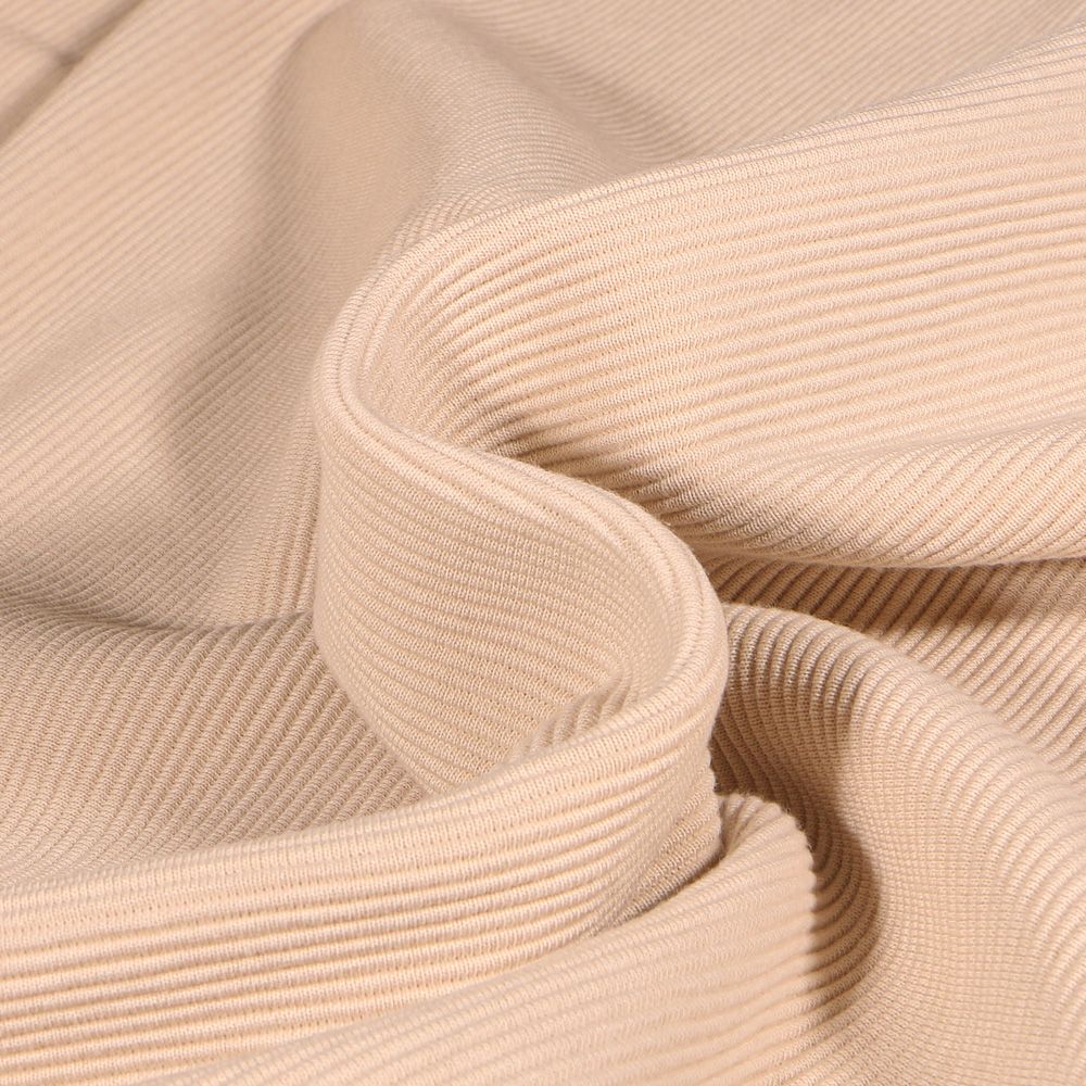 Tissu Ottoman Côtelé Beige Miel Rayures - Coupon 67x150 Cm - Pour Ameublement - Made In Italy