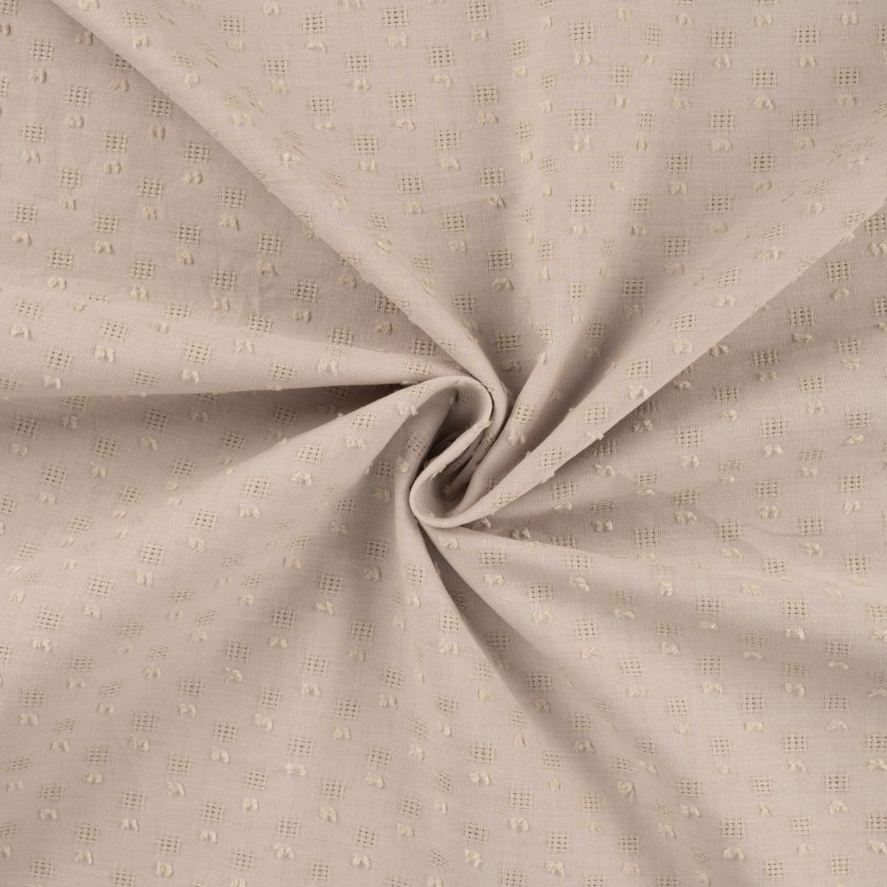 Coupon De Tissu En Coton Plumetis Blanc à Pois - Idéal Pour La Couture Bébé