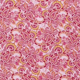 Tissu Coton Imprimé Cachemire - 4.6 M X 114 Cm - Rose, Doux, Pour Couture Robes, Rideaux, Accessoires