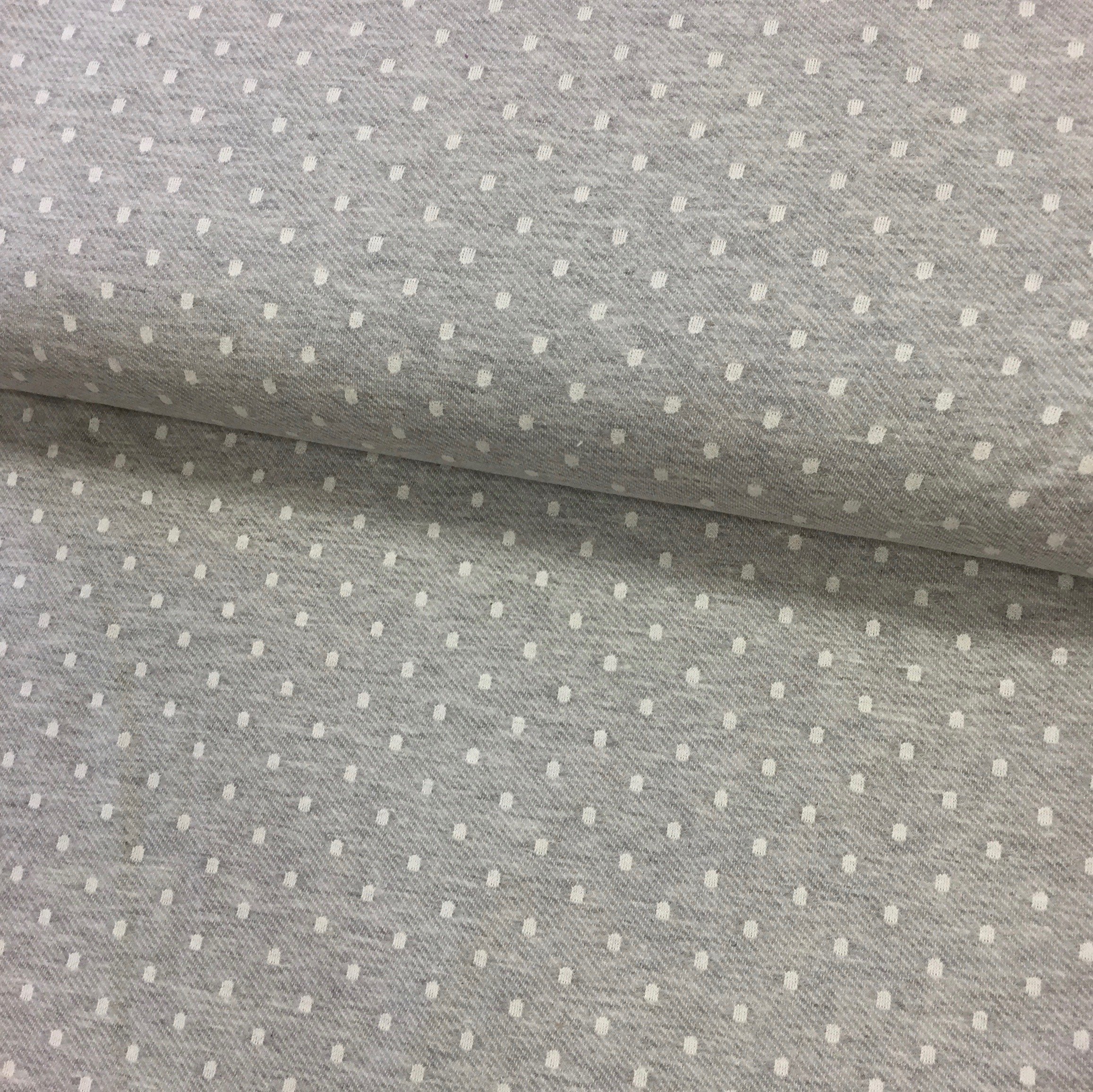 Tissu Sweat Gris Pois Blancs