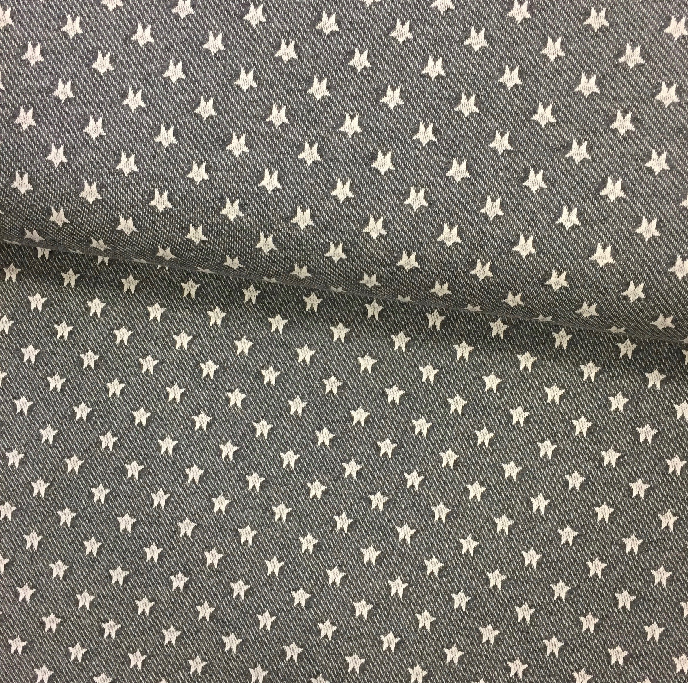 Tissu Sweat Gris Etoiles Blanches