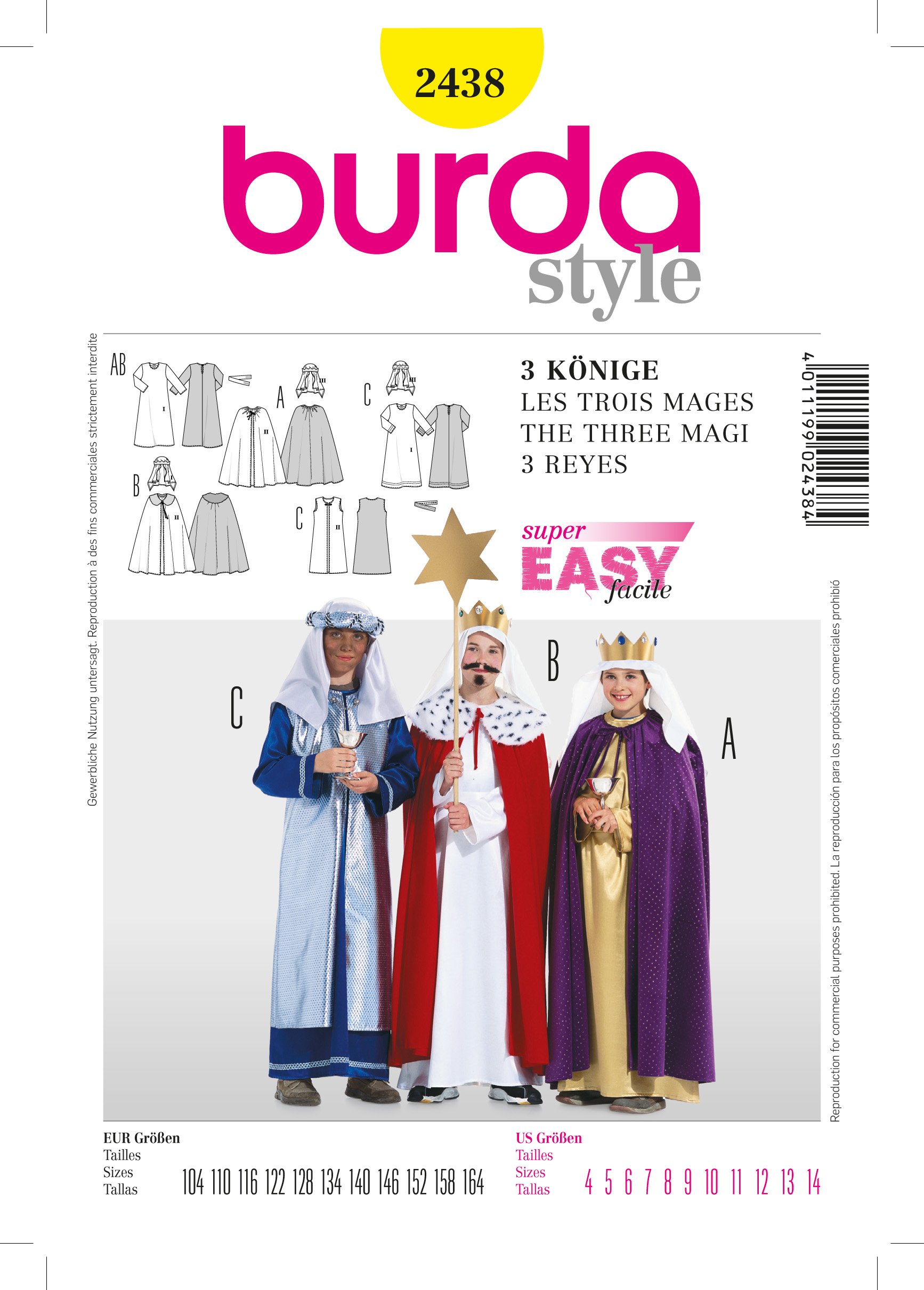 Patron Burda 2438 Les Rois Mages