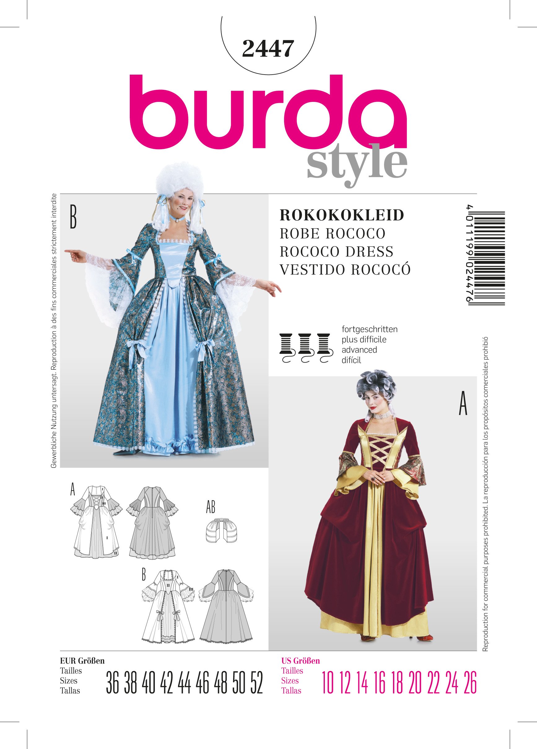 Patron Burda 2447 Robe rococo