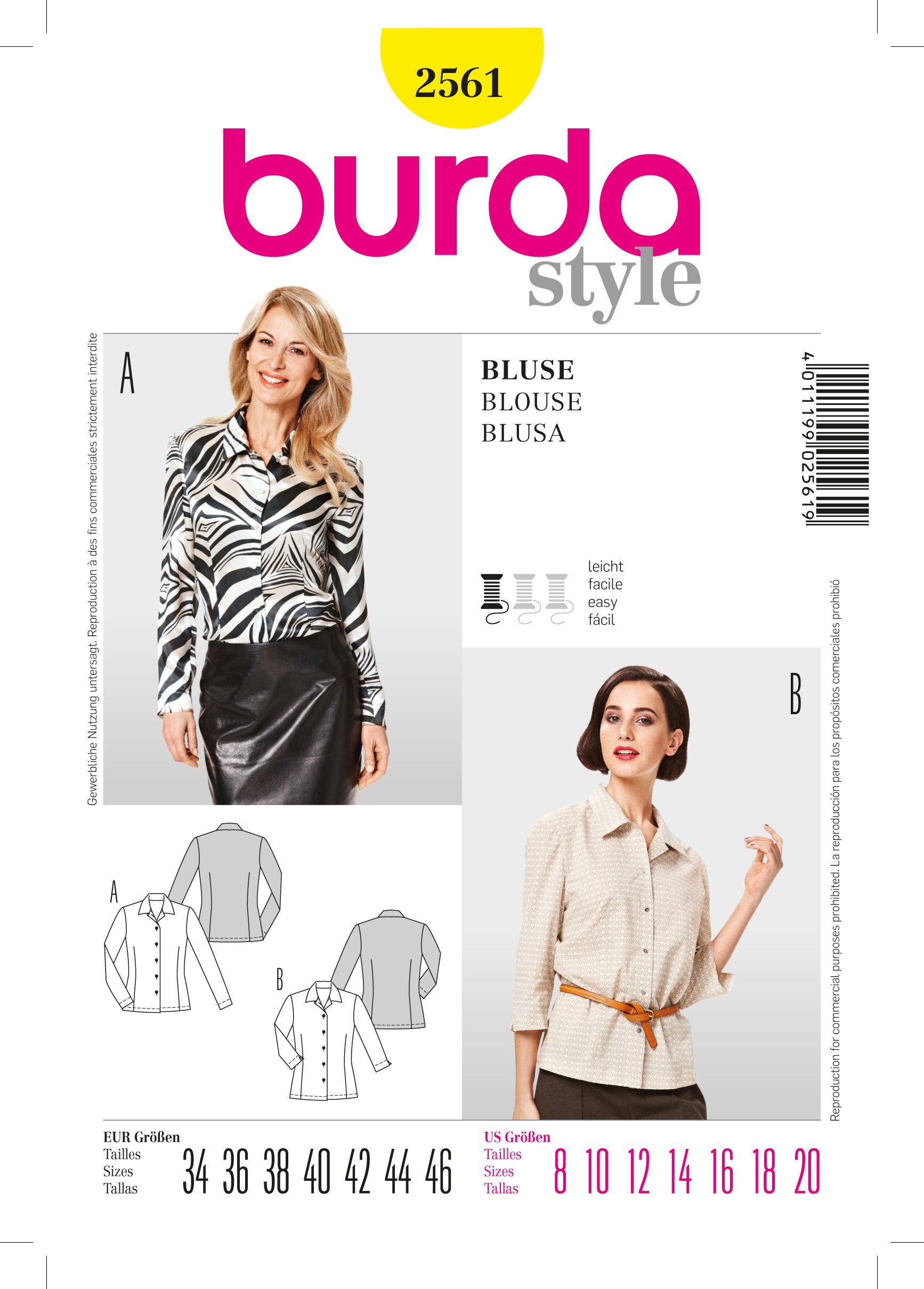 Patron Burda 2561 Chemise