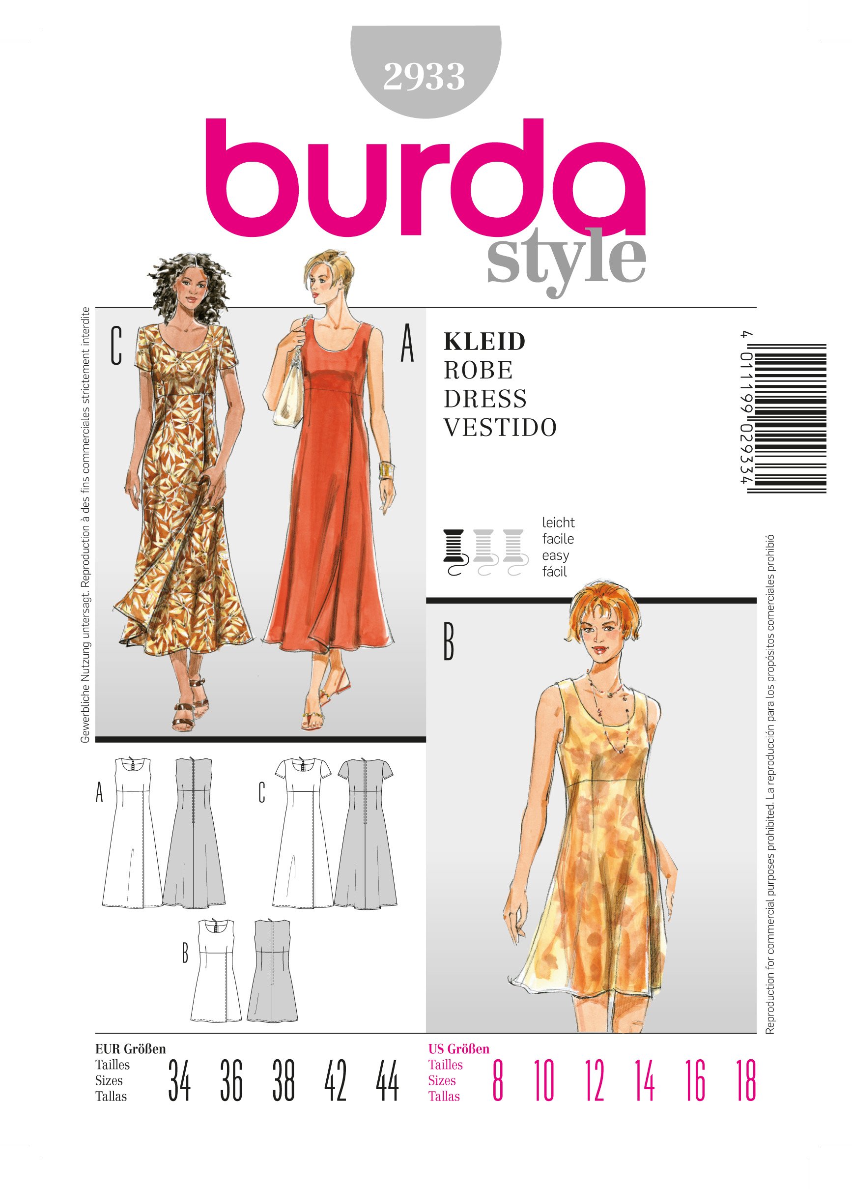 Patron Burda 2933 Robe