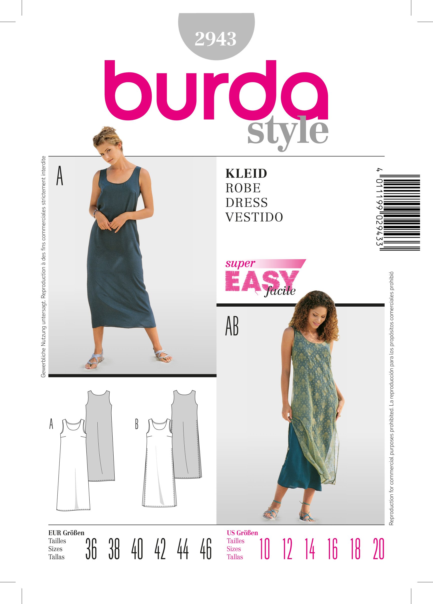 Patron Burda 2943 Robe